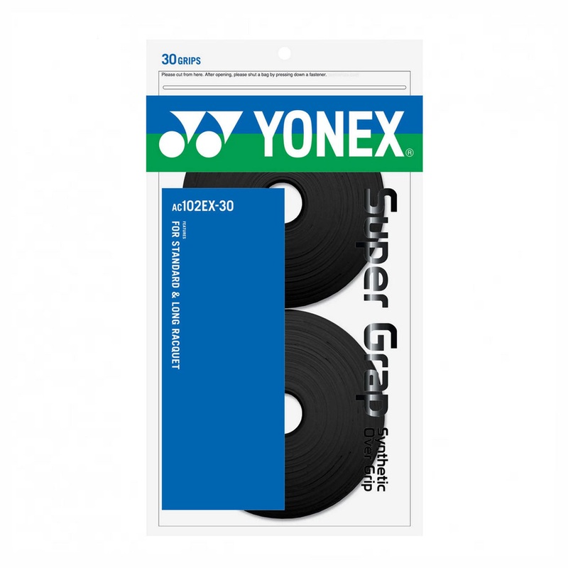 Yonex AC102EX-30 Wet Super Grap (30 Pieces) Black Black 30 Pieces