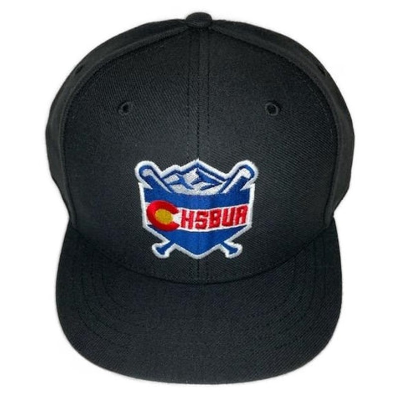 [CHSBUA] Pro Mesh Fitted 4-Stitch Black Hat- Colorado High School Baseball Umpire Association 63/4