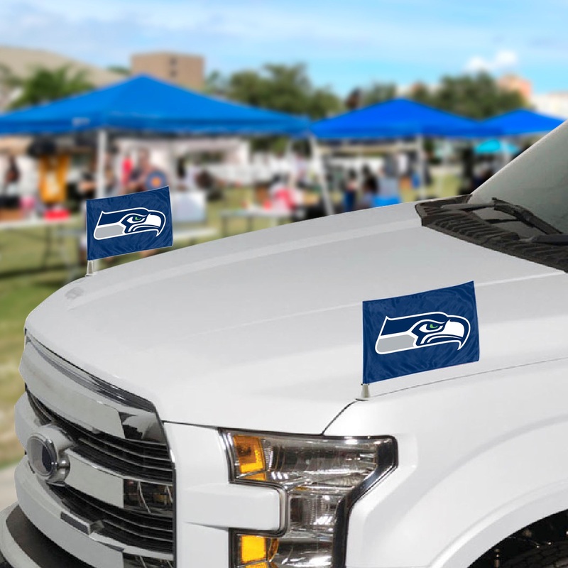 Fanmats Seattle Seahawks Ambassador Car Flags – 2 Pack Mini Auto Flags, 4″ X 6″