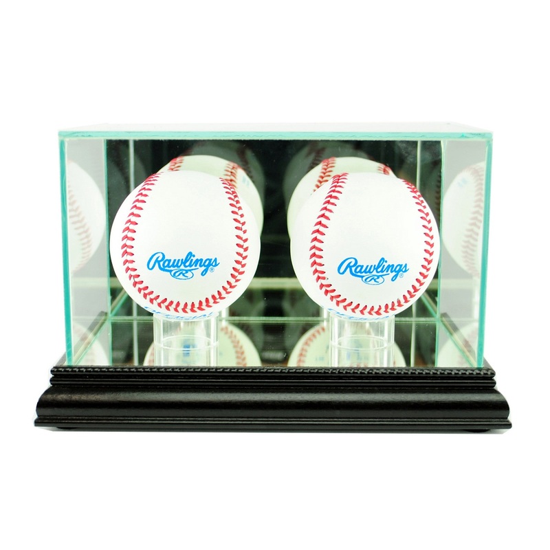 2 Ball Baseball Display Case with Mirror