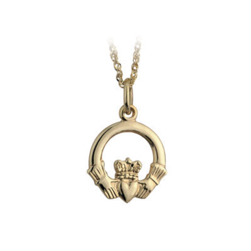 10K Gold Small Claddagh Pendant