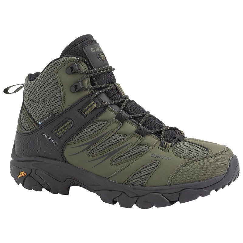 Hi-Tec Mens Tarantula Mid WP Tramping Boot – Black/Olive/Night US 8
