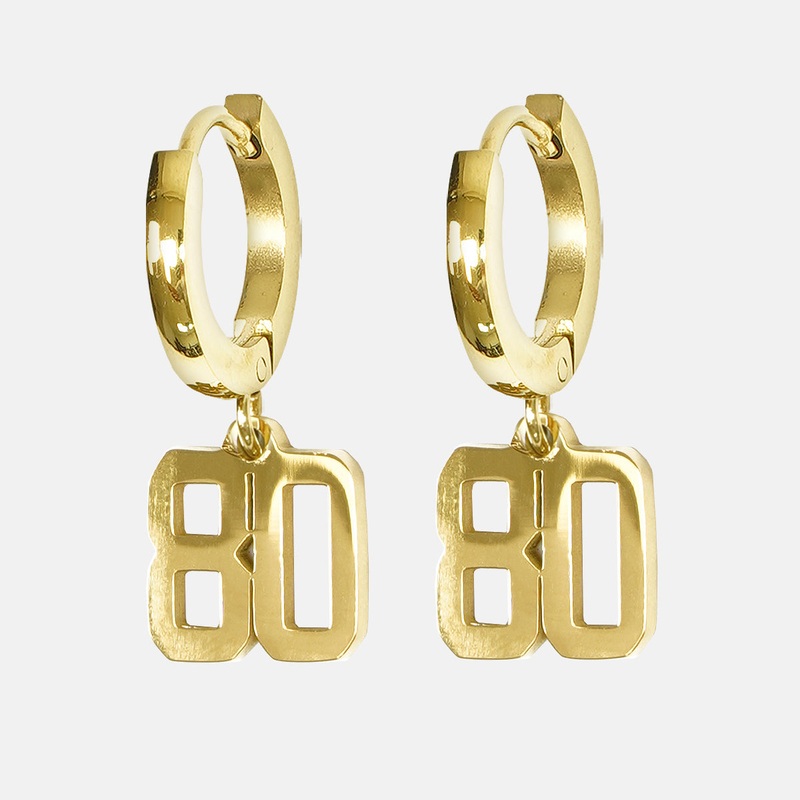 80 Number Earring – Gold Plated Stainless Steel Gold