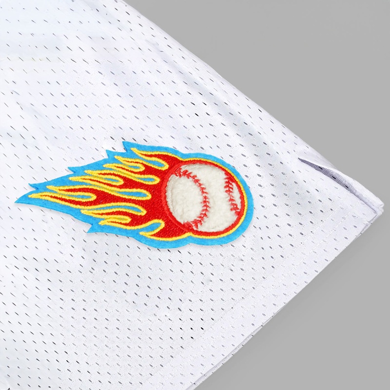 Baseball On Fire Patch Shorts – 7″ Black S