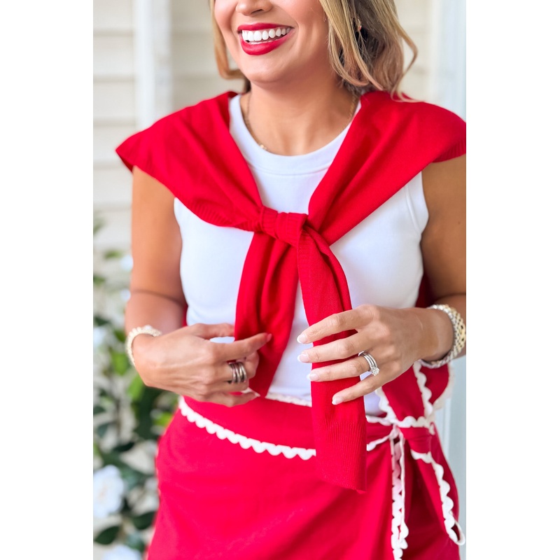 SSYS Polly Over The Shoulder Sweater In Red