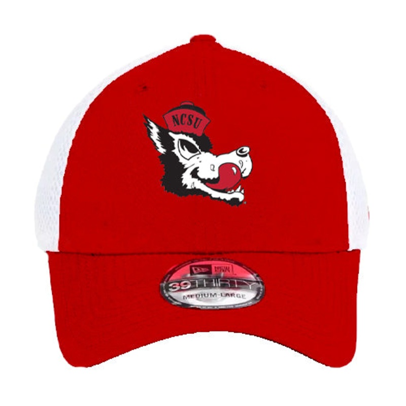 NC State Wolfpack New Era Neo 39Thirty Red and White Slobbering Wolf Hat S/M