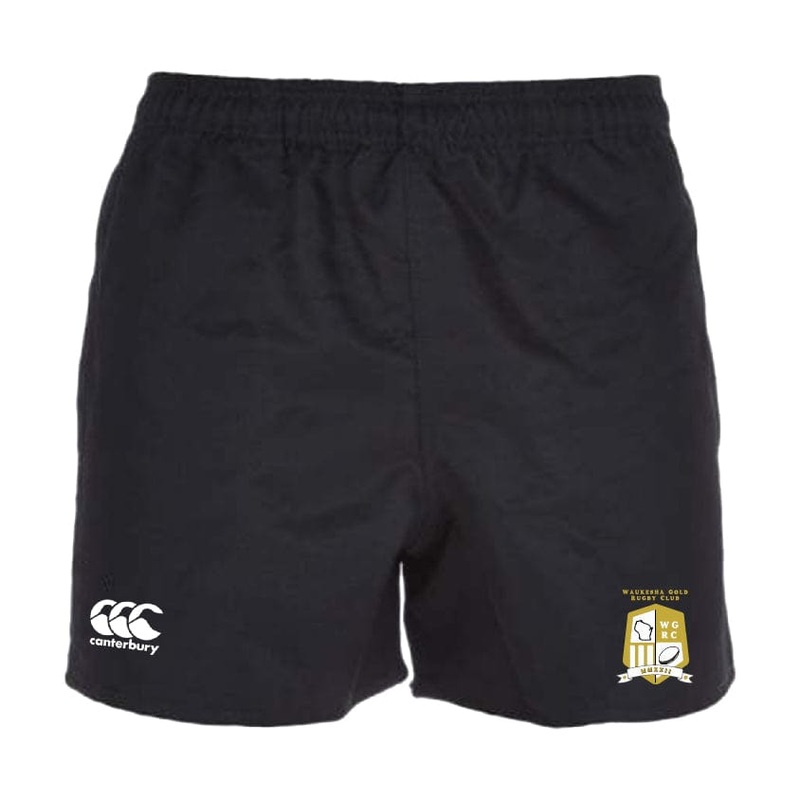 Waukesha Gold Rugby Professional Polyester Rugby Short by Canterbury Y6 Black