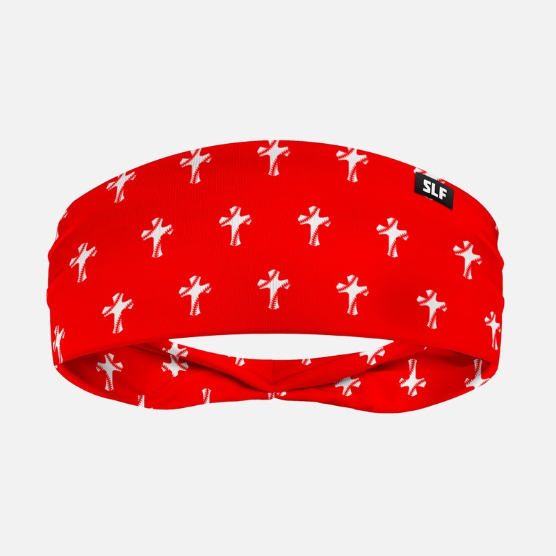 Baseball Cross Pattern Red Headband ONE SIZE Red