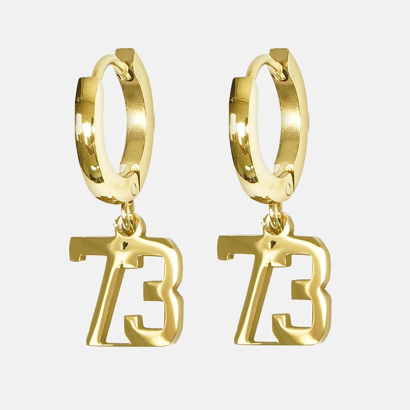 73 Number Earring – Gold Plated Stainless Steel Gold