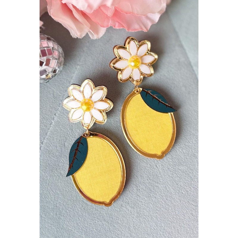 Yellow Lemon Daisy Earrings