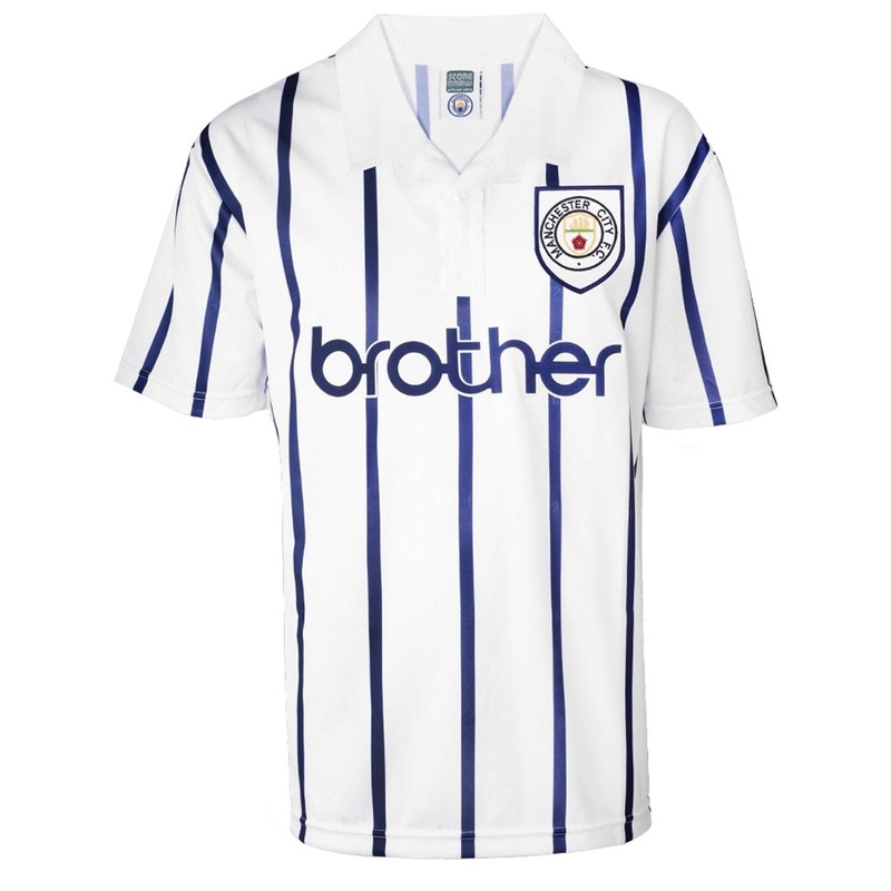 Score Draw Manchester City 93 Away Shirt Adults M White