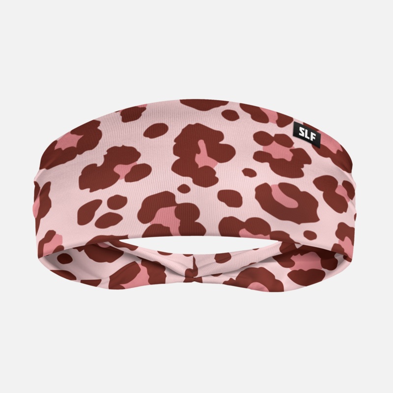 Soft Coral Leopard Print Headband ONE SIZE Coral