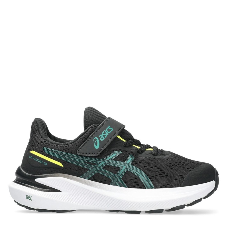 Asics Gt 1000 13 Ps Road Running Shoes Unisex Kids 2 (34) Black/Green