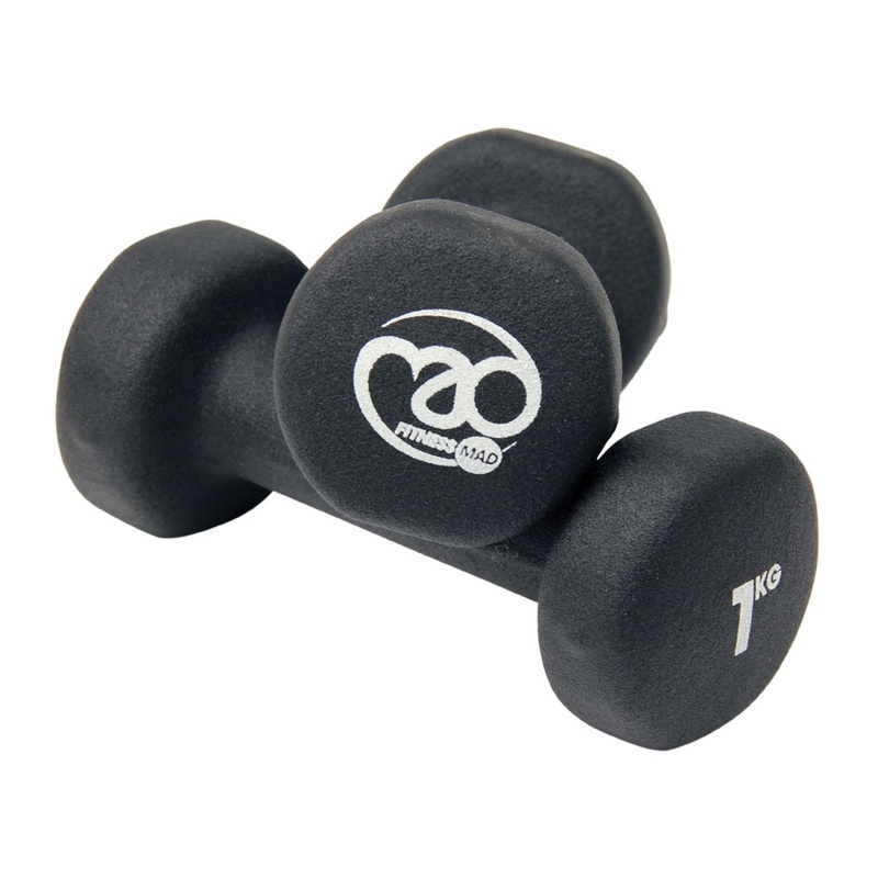 Fitness Mad Black Neoprene 1kg Dumbbells (Pair) BLACK OS
