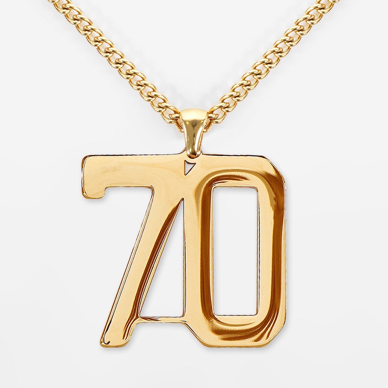 70 Number Pendant with Chain Kids Necklace – Gold Plated Stainless Steel Kids (16″) Gold