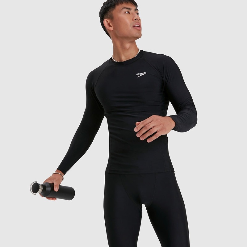 Speedo Mens Long Sleeve Rash Top – Black Small