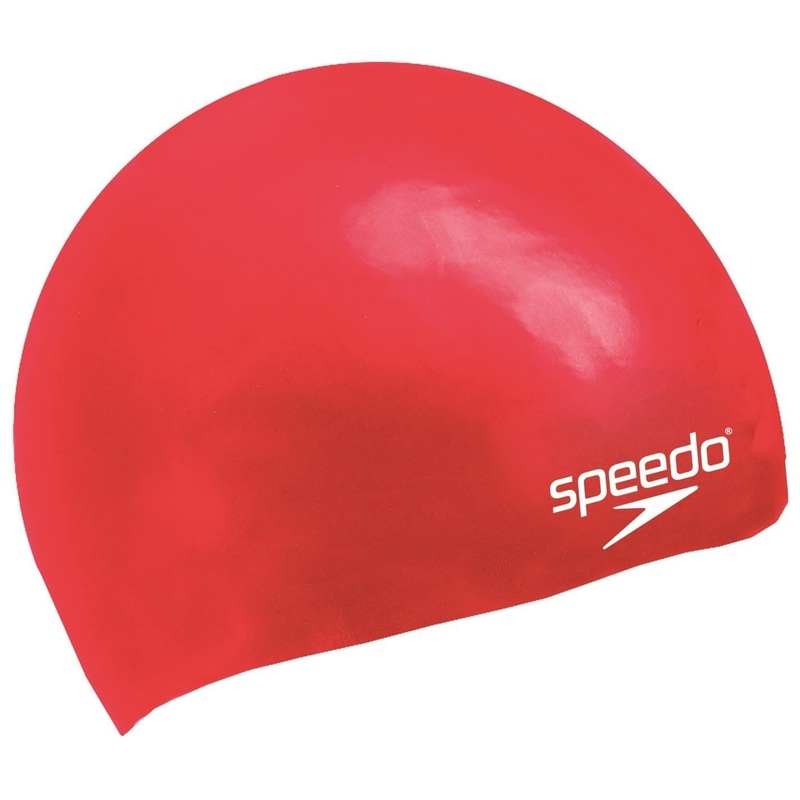 Speedo Plain Moulded Silicone Cap Red Junior One Size Red