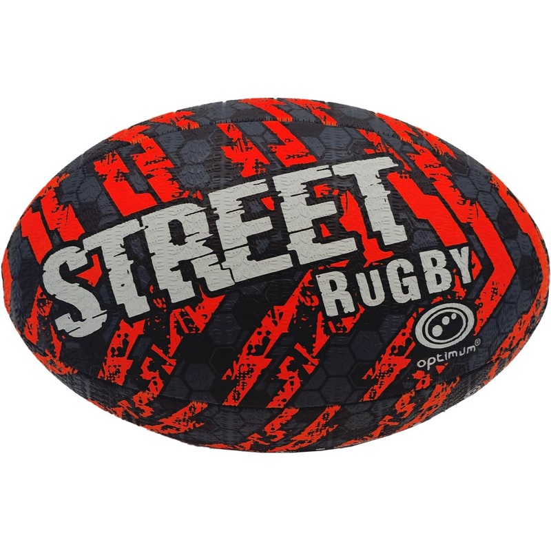 Street Rugby Ball Size 4  Black/Orange, Durable, Outdoor Play