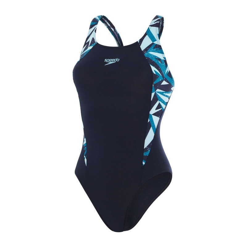 Speedo Eco Endurance+ Hyperboom Splice Muscleback Swimsuit (Black/Blue) UK 8 (30′)
