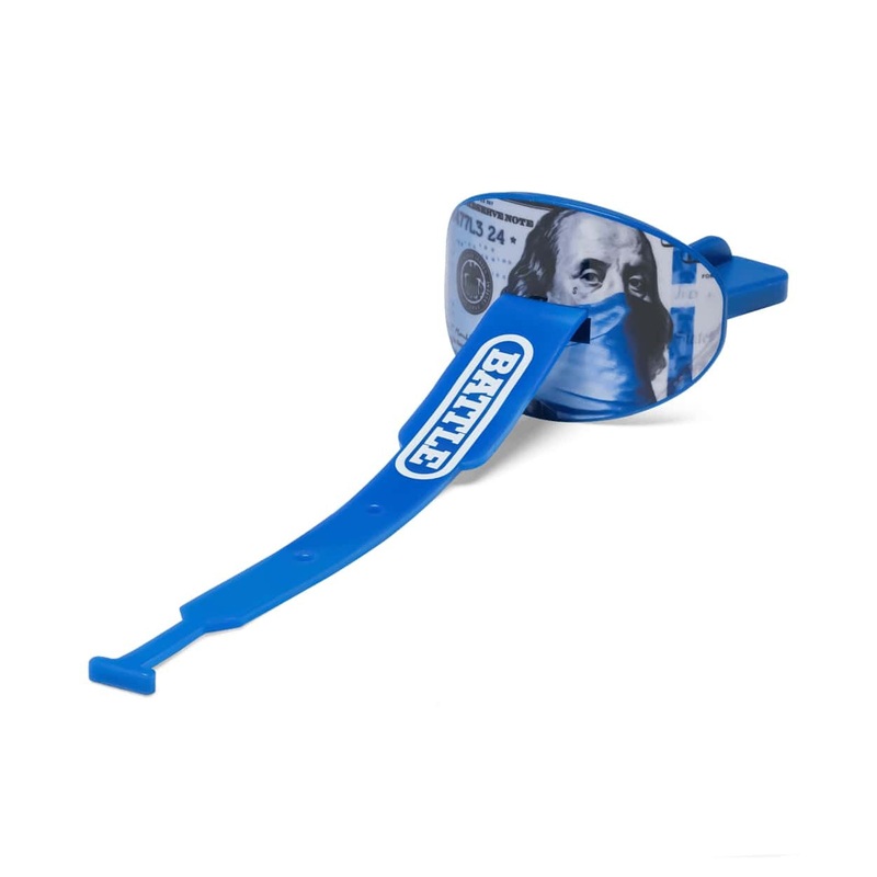 Blue Strips Speed Football Mouthguard with Connected Thick Strap