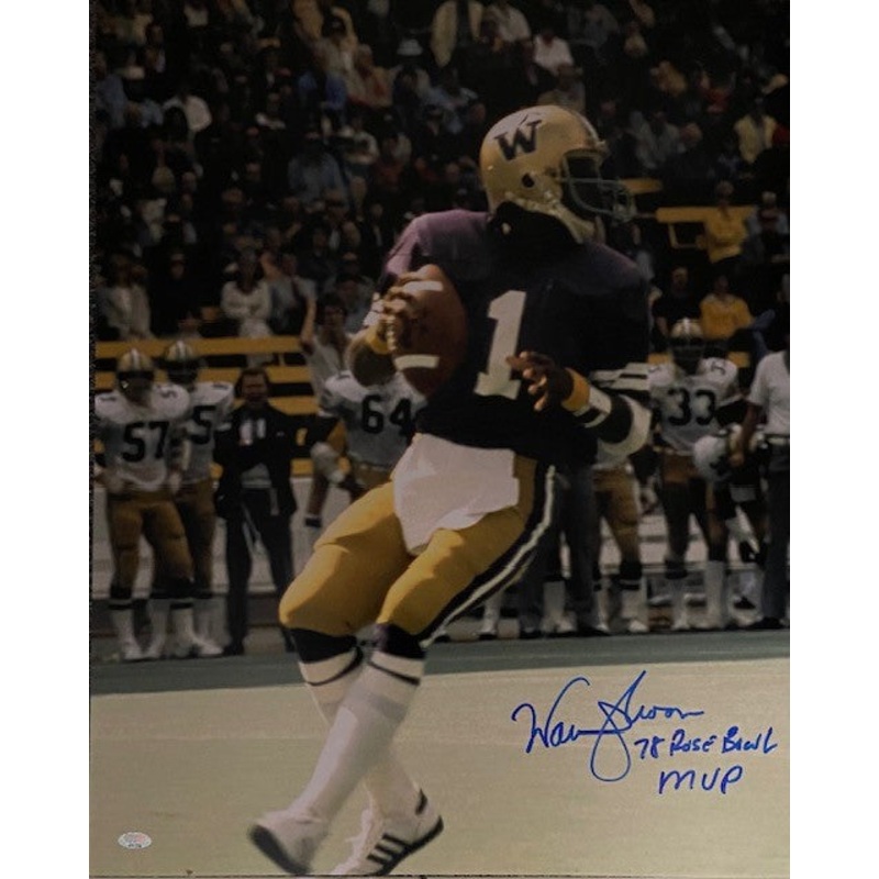 Warren Moon Autographed Washington Huskies “78 Rose Bowl MVP” 16×20