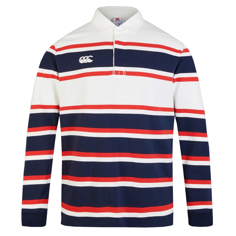 Canterbury Engineered Long Sleeve Striped Rugby Jersey S Navy/Red
