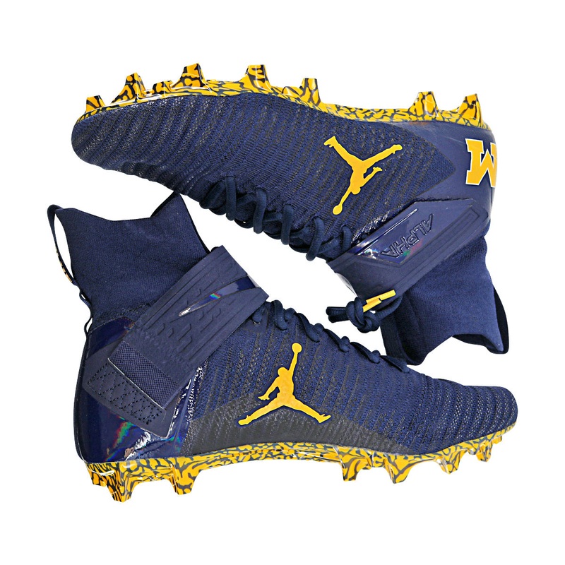 Jordan Brand Alpha Menace Elite 2 University of Michigan Team Issued Cleats Size 18