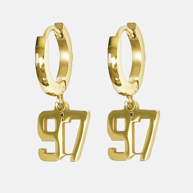 97 Number Earring – Gold Plated Stainless Steel Gold