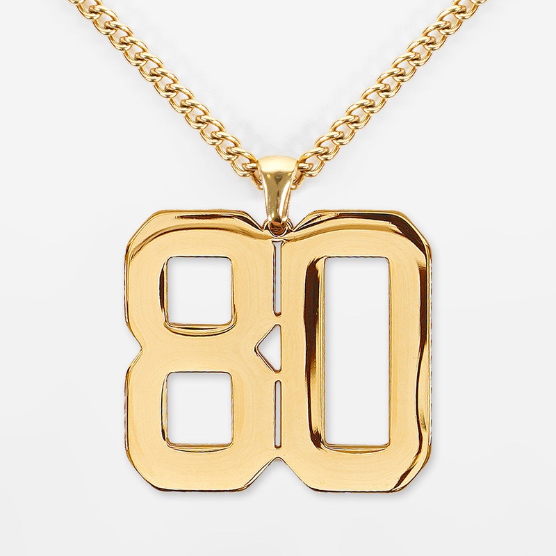 80 Number Pendant with Chain Kids Necklace – Gold Plated Stainless Steel Kids (16″) Gold