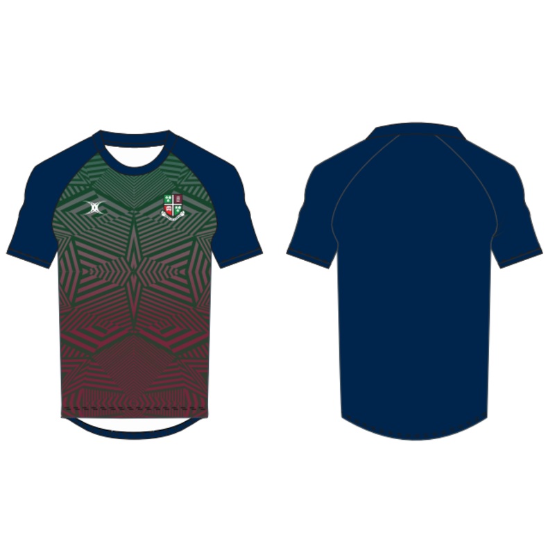 Woodhouse Grove School Adult’s Navy / Green Solar S/S Tee Shirt / Maroon-Senior Extra Small