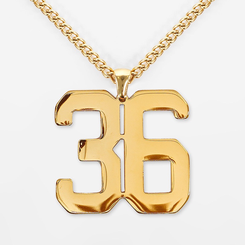 36 Number Pendant with Chain Kids Necklace – Gold Plated Stainless Steel Kids (16″) Gold