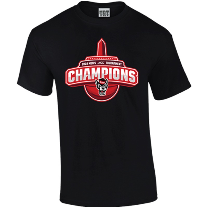 NC State Wolfpack TRT ACC Basketball 2024 Champions Black T-Shirt Small