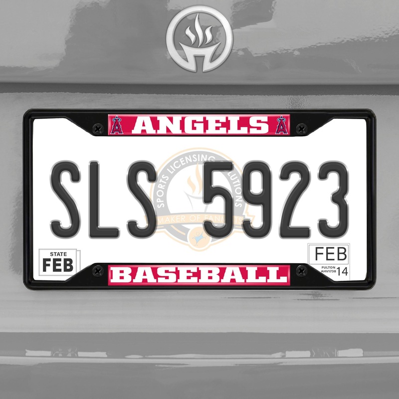 Fanmats Los Angeles Angels Metal License Plate Frame Black Finish