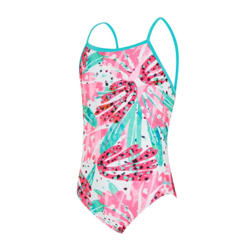 Zoggs Yaroomba Floral Girls Swimming costume – Sea Petal Age 8