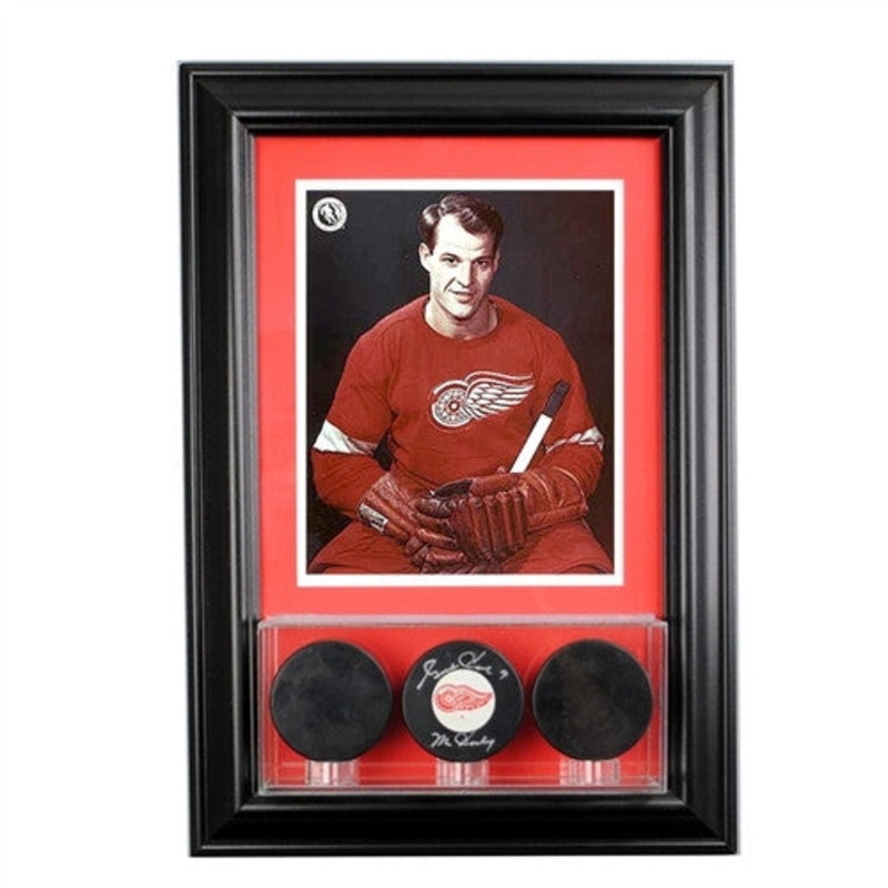 Wall Mounted Triple Puck Display Case and 8×10 Photo