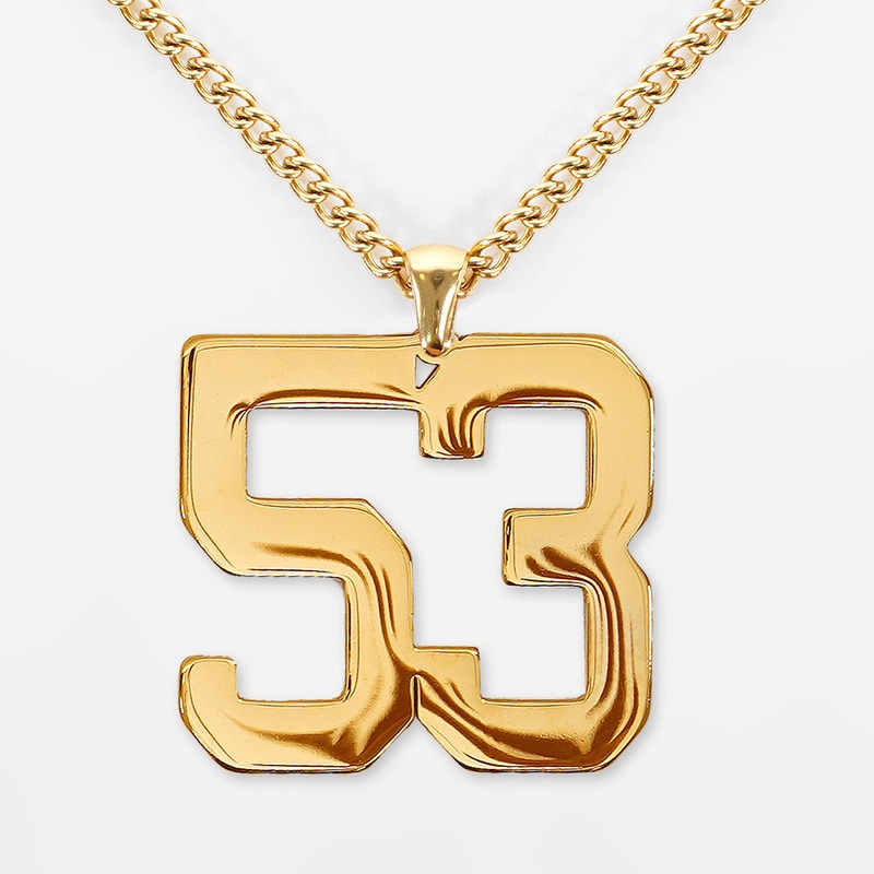 53 Number Pendant with Chain Kids Necklace – Gold Plated Stainless Steel Kids (16″) Gold
