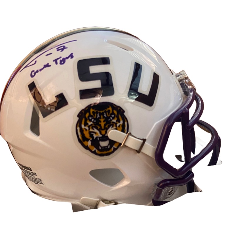 Tyrann Mathieu Autographed “Geaux Tigers” LSU Replica White Full Size Football Helmet