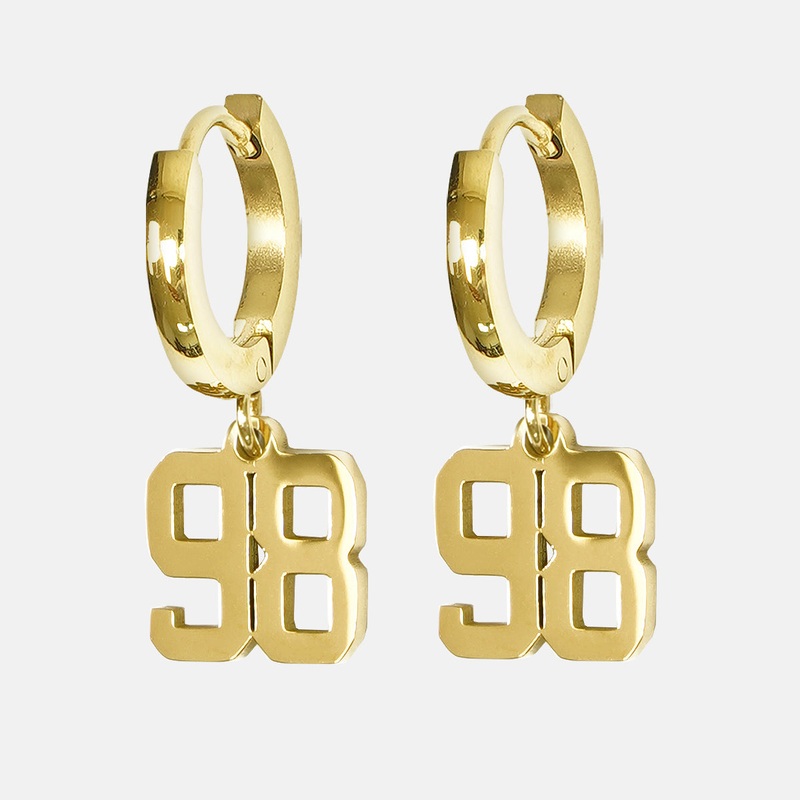98 Number Earring – Gold Plated Stainless Steel Gold