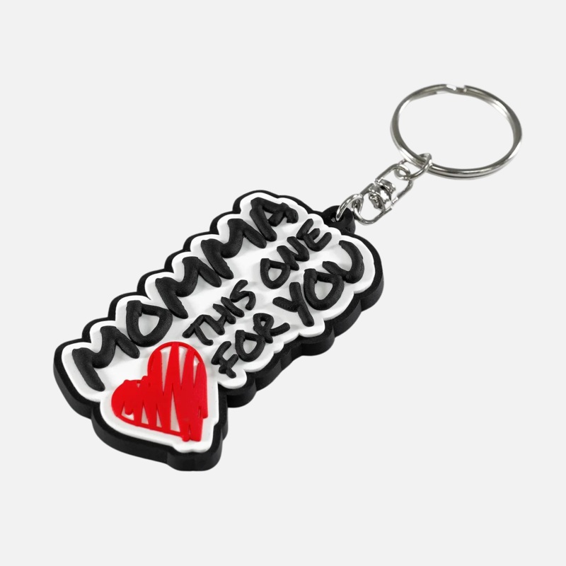 Momma Keychain White/Black/Red 2.67″ x 1.5″