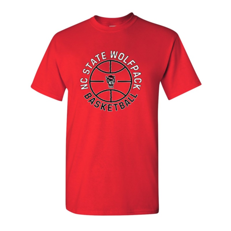 NC State Wolfpack Red Wolfhead Basketball T-Shirt 2XLarge