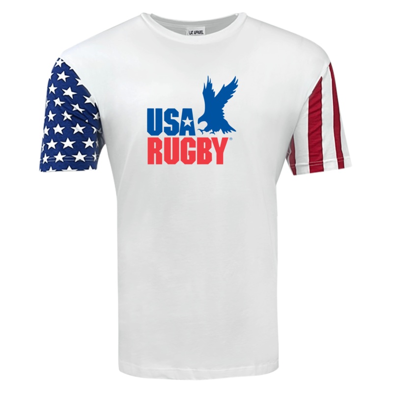 USA Rugby Stars and Stripes Throwback Logo Tee S White