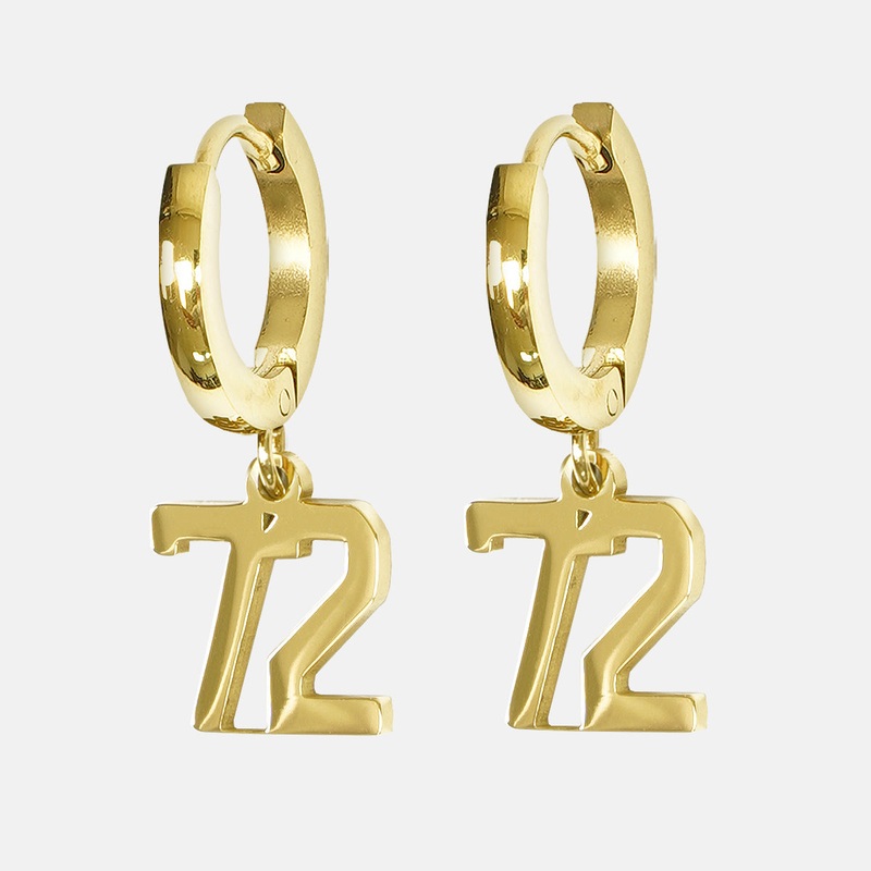 72 Number Earring – Gold Plated Stainless Steel Gold