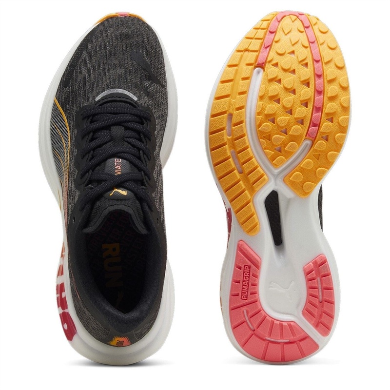 Puma Womens Deviate Nitro 2 Running Shoes 7 (40.5) Black/Sunset