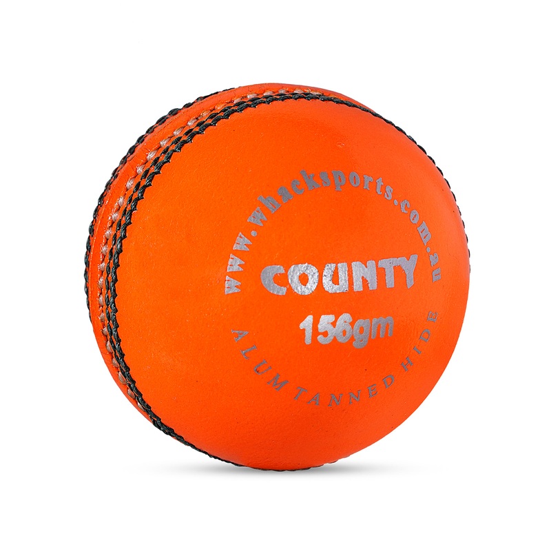 WHACK County Leather Cricket Ball – 2 Piece – 156gm – Orange 156gm Orange