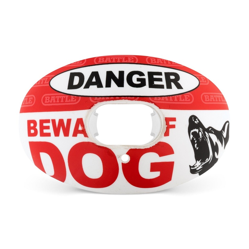 “Beware of Dog” Oxygen Football Mouthguard Red