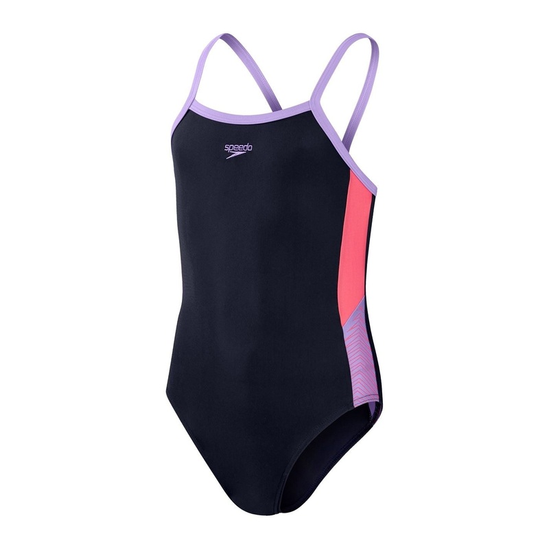Speedo Thinstrap Muscleback Swimsuit Juniors 13 (XL) Navy/Purple