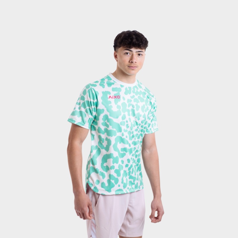 Aixo Leopard Mens T Shirt Ivory Ivory XS