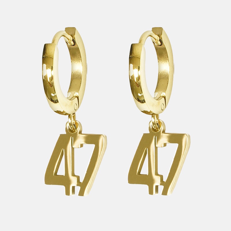 47 Number Earring – Gold Plated Stainless Steel Gold