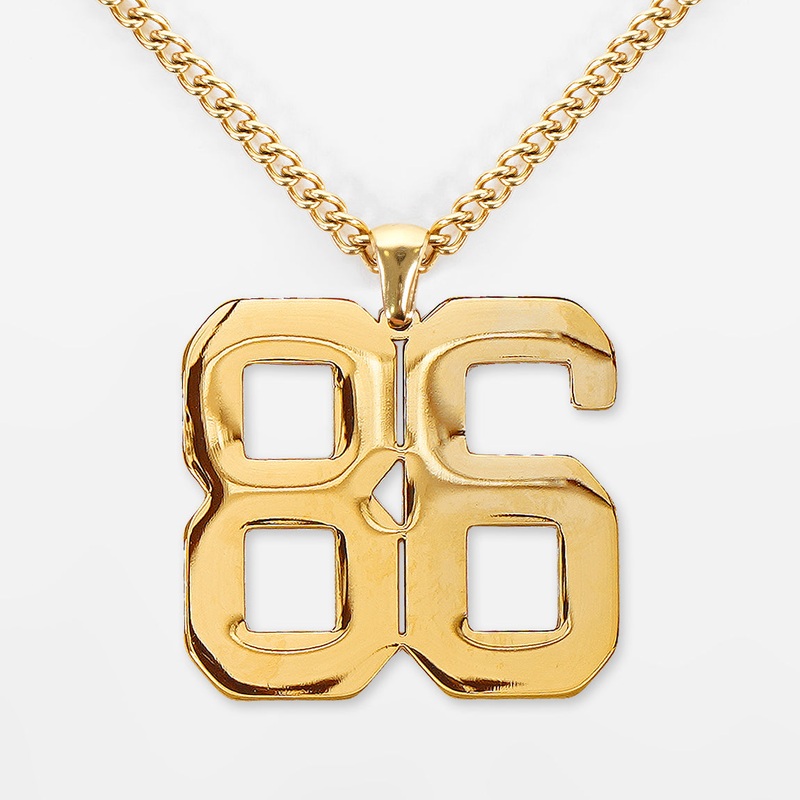 86 Number Pendant with Chain Kids Necklace – Gold Plated Stainless Steel Kids (16″) Gold