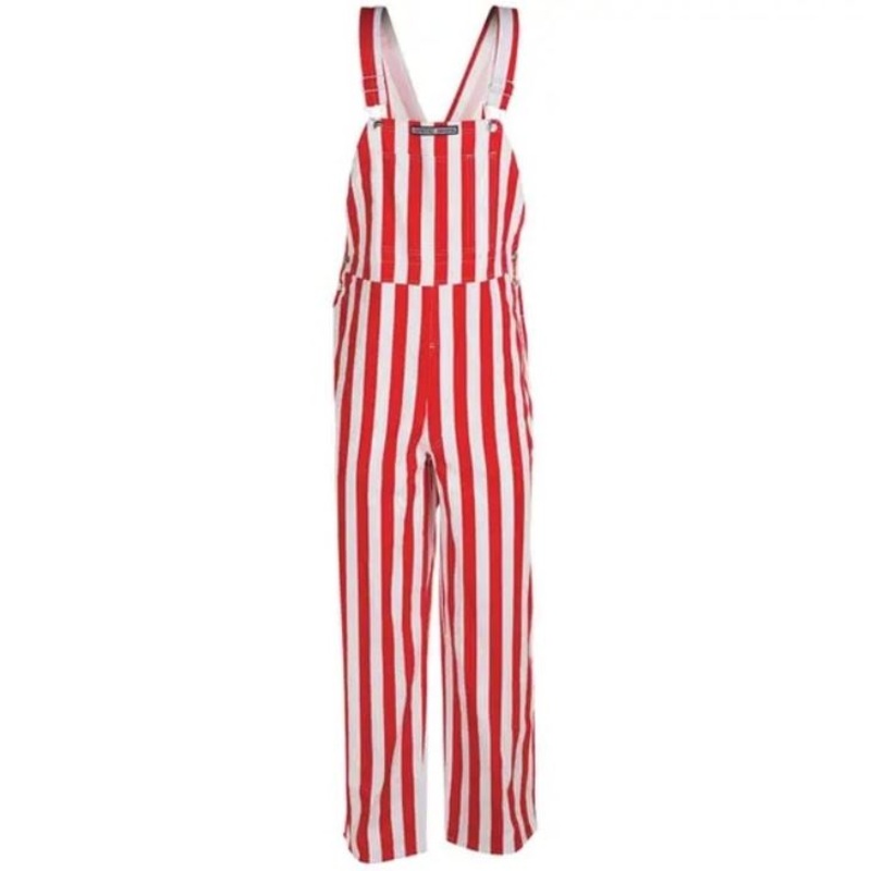 Game Bibs Adult Unisex Red and White Striped Game Day Overalls XSmall